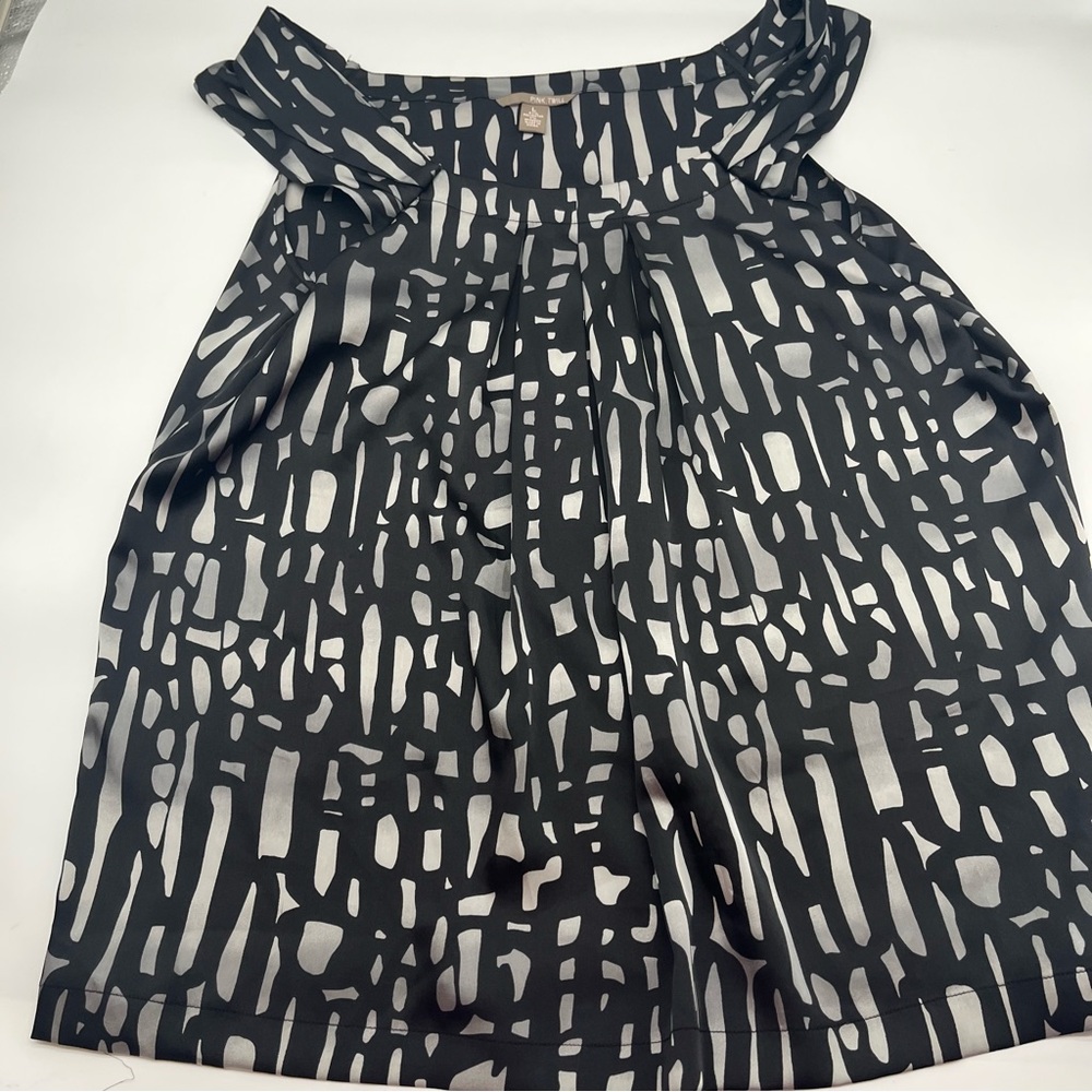 Pink Twill Women Black Gray Blouse Top Sleeveless Sz L